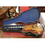 Acoustic guitar in hard case