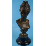 Bronze bust - Diana the Huntress - Approx H: 33.5cm