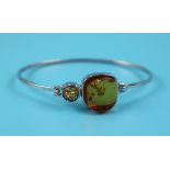 Silver & amber bangle