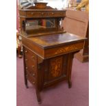 Antique inlaid rosewood Davenport