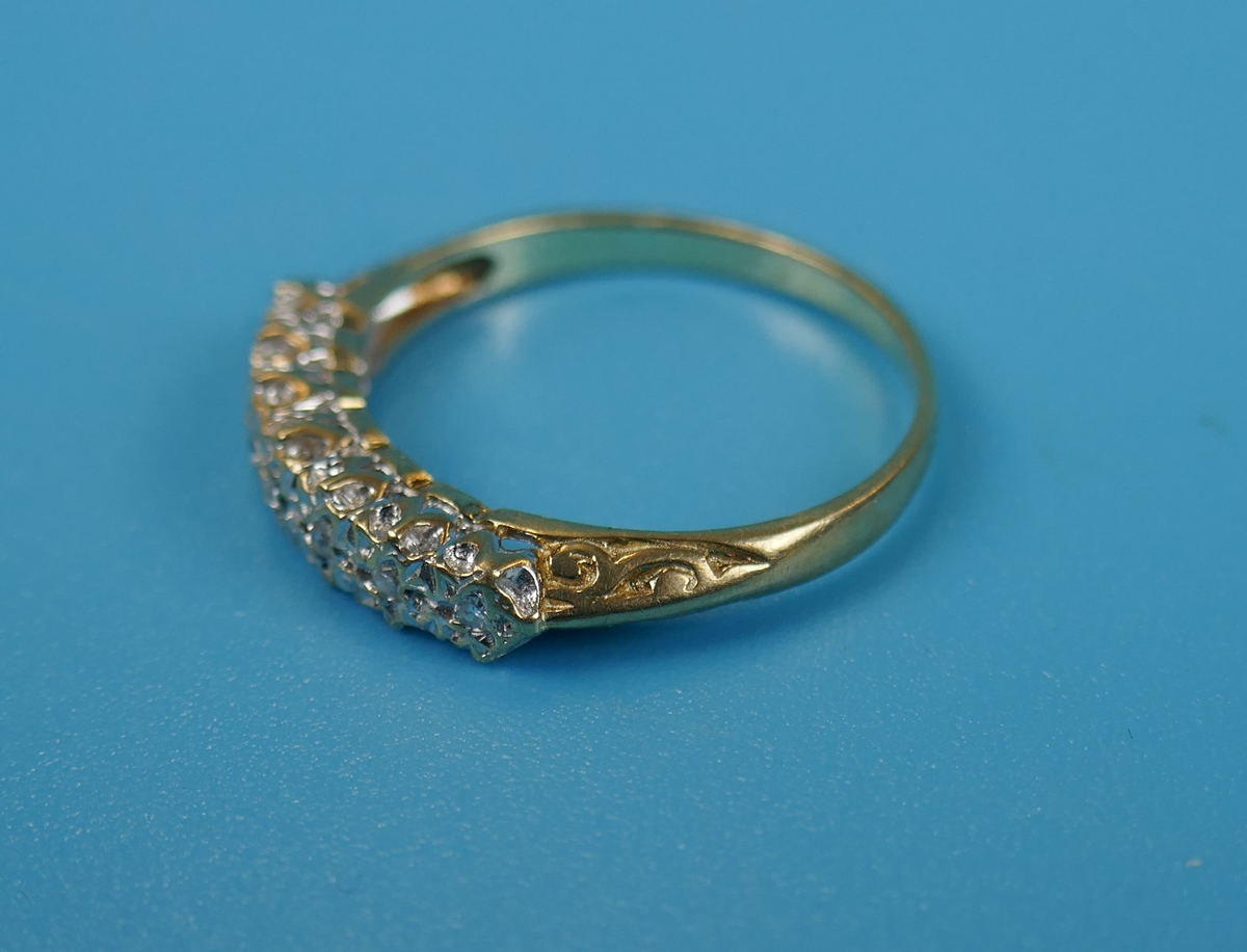 Gold diamond set half hoop ring - Image 3 of 4