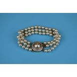 Silver 3 stranded oyster pearl bracelet