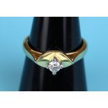 18ct gold diamond solitaire ring (Size: O)