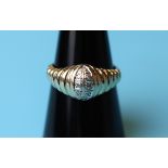 Heavy gold & diamond set ring (Size: O)