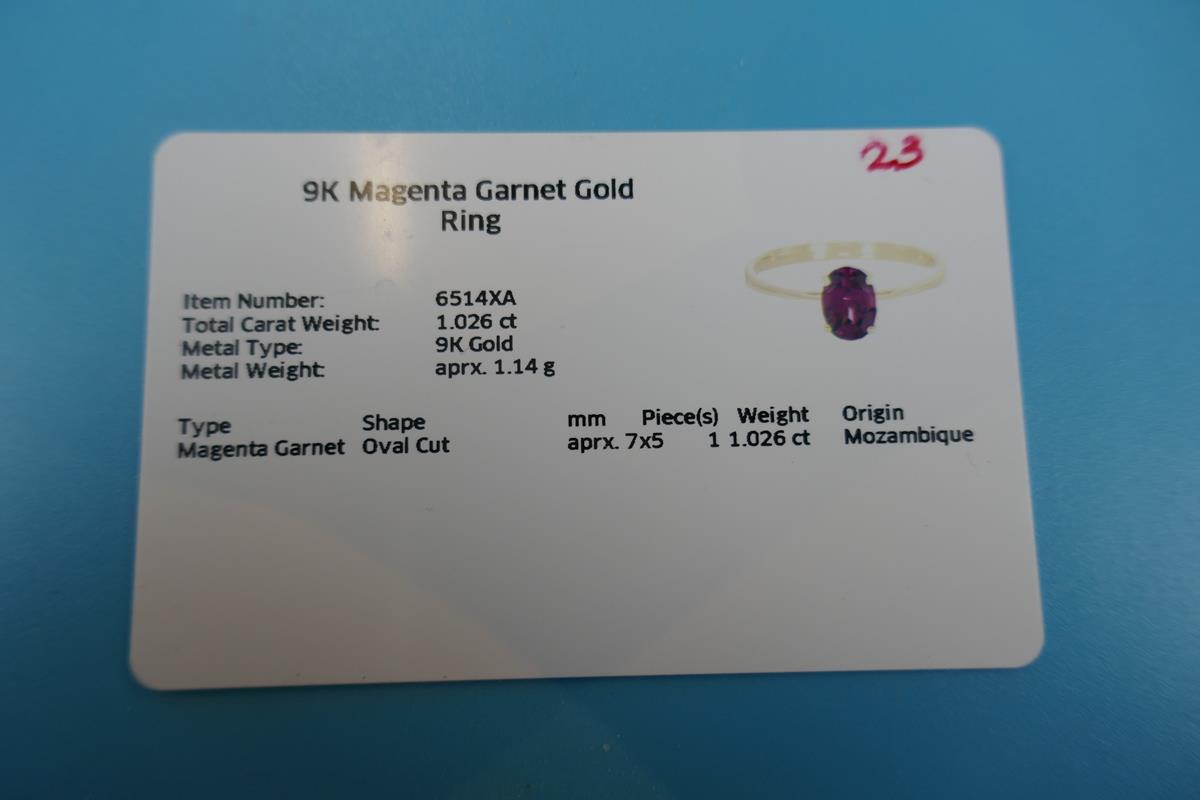 White gold magenta garnet ring with certificate (Size: R½) - Image 4 of 5