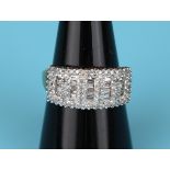 Gold baguette diamond set ring (Size: N)