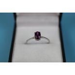 White gold magenta garnet ring with certificate (Size: R½)