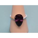 Silver & amethyst ring (Size: R)