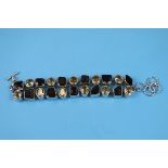 Heavy silver topaz & citrine bracelet