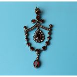 Garnet, diamond & seed pearl pendant