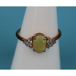 Gold opal & diamond ring (Size: N½)
