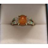 Gold, Kalimaya opal & diamond ring with certificate (Size: N½)