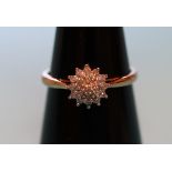 Gold diamond cluster ring (Size: P)