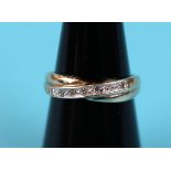 Gold diamond set ring (Size: M)