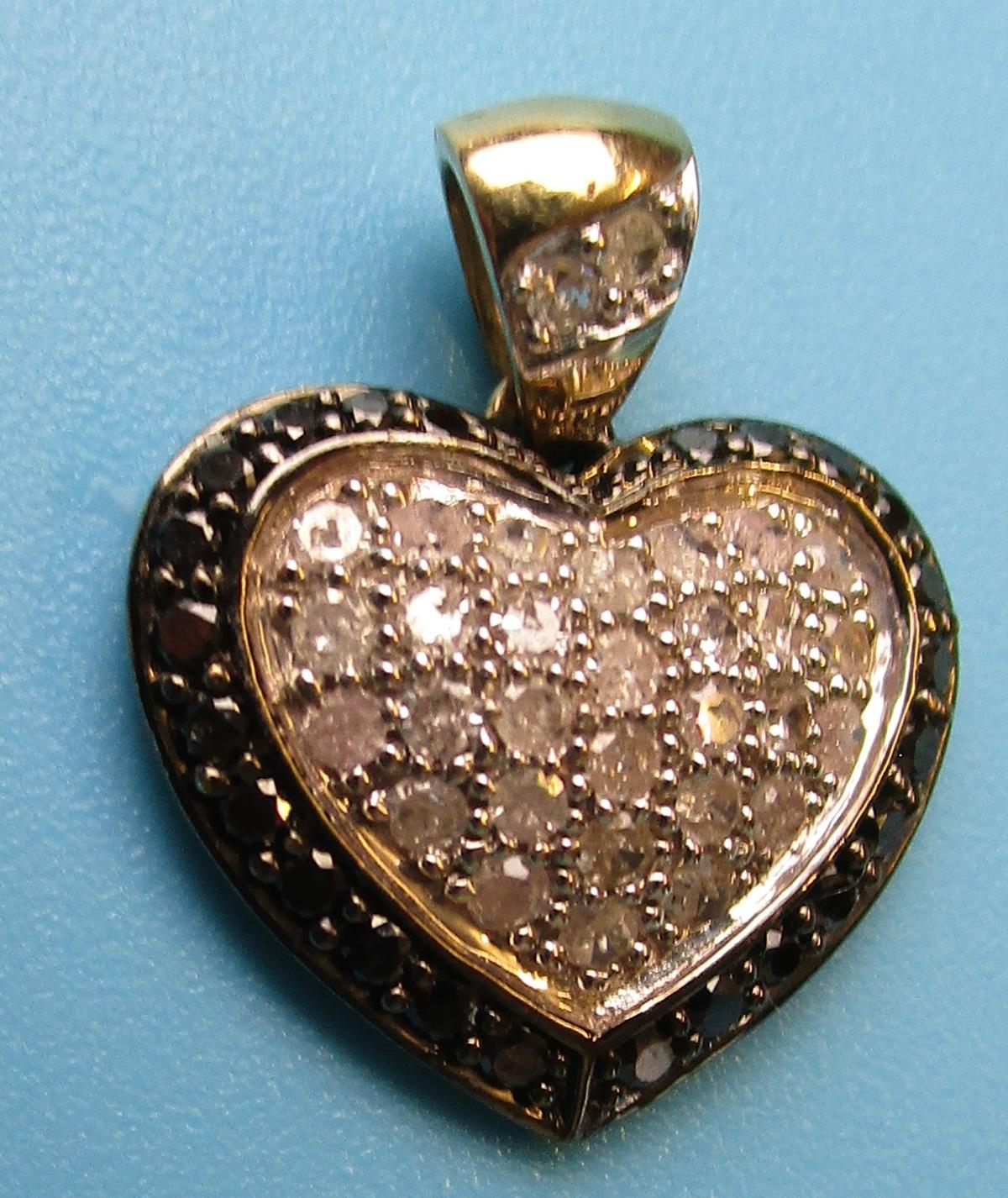 Gold diamond & sapphire heart pendant - Image 2 of 3