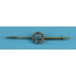 Antique 15ct gold sapphire & pearl bar brooch