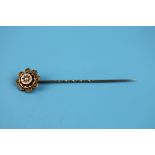 Victorian gold pearl set stick pin