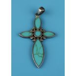 Silver turquoise cross