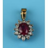 Gold ruby & diamond pendant