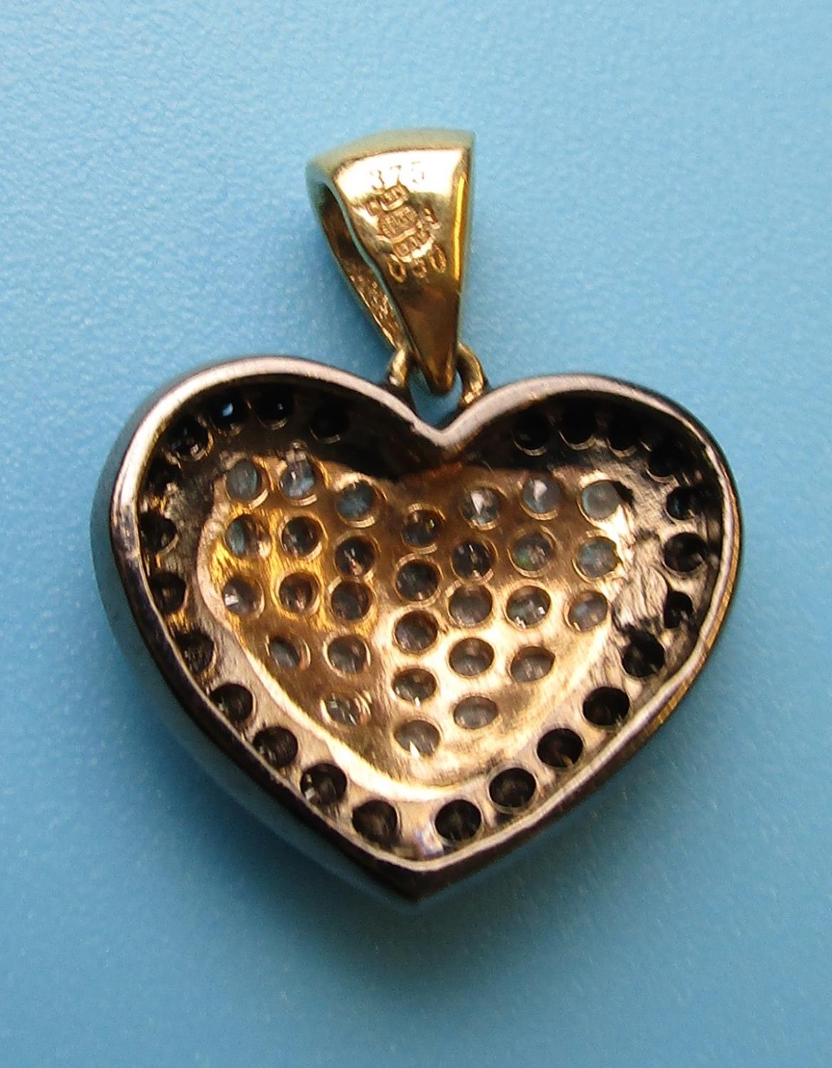 Gold diamond & sapphire heart pendant - Image 3 of 3