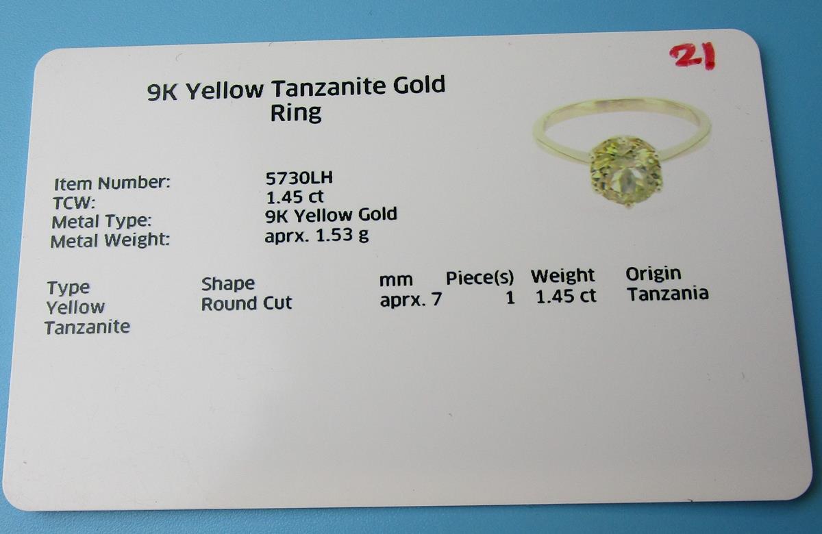 Gold yellow tanzanite ring with certificate (Size: N) - Image 5 of 6