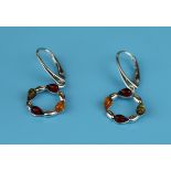 Pair of silver amber set earrings