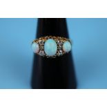 Victorian 18ct gold opal & diamond set ring (Size: O)