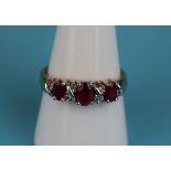 Gold ruby & diamond set ring (Size: R)