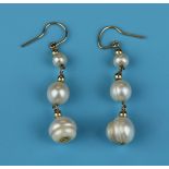 Pair of gold pearl drop earrings