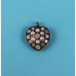 Seed pearl & diamond heart pendant