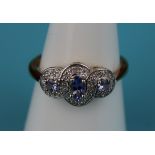 Gold tanzanite & diamond set ring (Size: N)