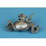 Fine antique pearl & diamond dragon brooch