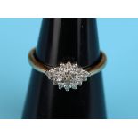 Gold diamond cluster ring (Size: L)