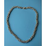 Unusual heavy linked silver necklace