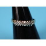 Gold triple row diamond set ring