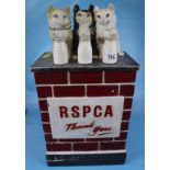 Vintage RSPCA collection box with key