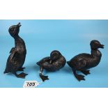 3 bronze artist made ducklings