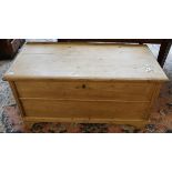 Large pine chest - Approx W: 122.5cm D: 64.5cm H: 60cm