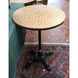 Cast iron base pub table with 300 uncirculated 1967 pennies set in resin on top