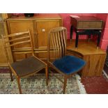 2 mid-century Nathan units, G-Plan bedside cabinet & 2 mid-century chairs
