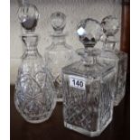 4 cut glass decanters