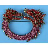 Rhinestone vintage dragon brooch