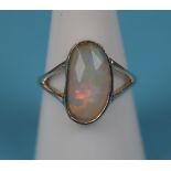 Silver opal set ring