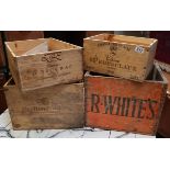4 wooden advertising boxes to include R White's original