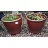 2 glazed terracotta planters