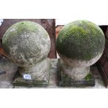 Pair of stone orb finials