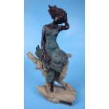 Bronzed figure of girl by Campst Carol - H: 34cm