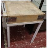 Butchers block on metal stand