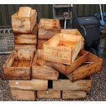 Large collection of wooden wine boxes