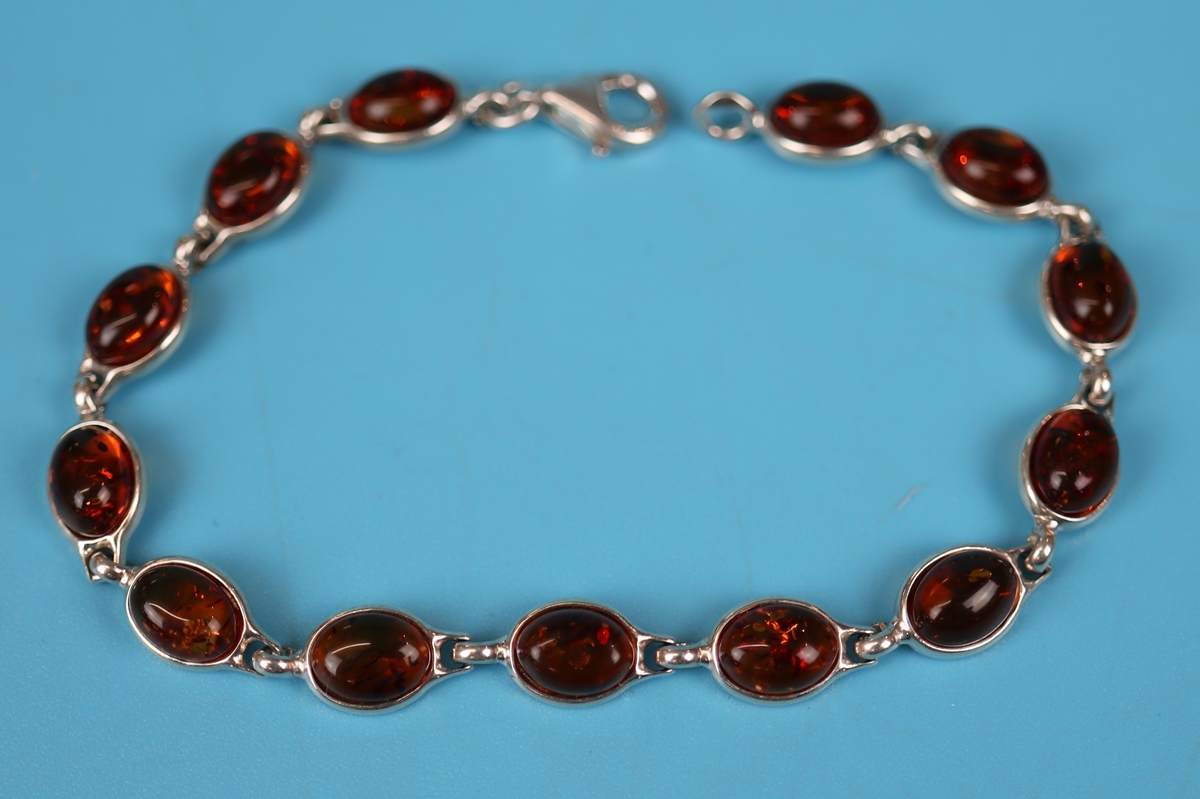 Silver & amber bracelet